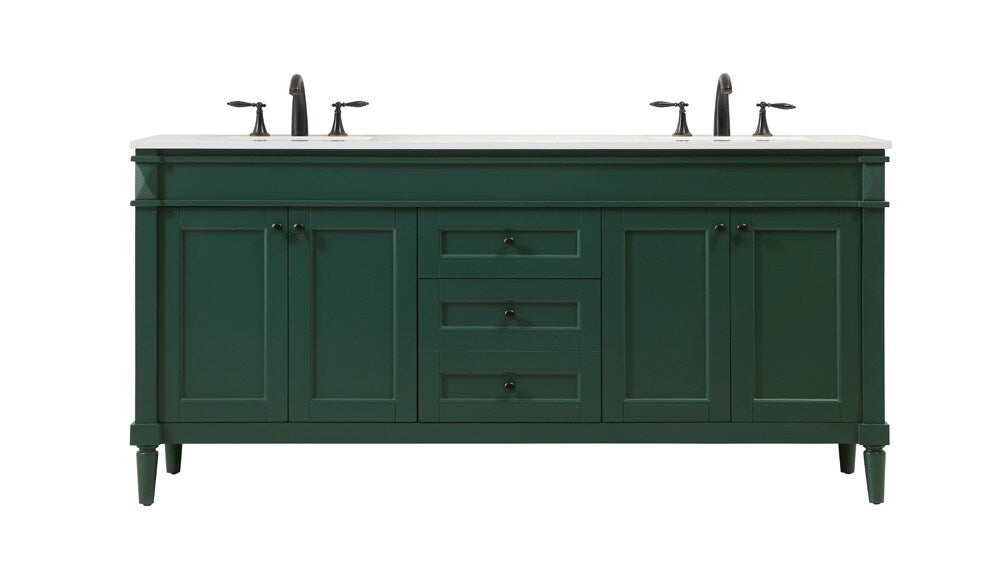 Elegant Furniture & Lighting - Bennett 72 inch double bathroom vanity in green - VF31872DGN veiw 1