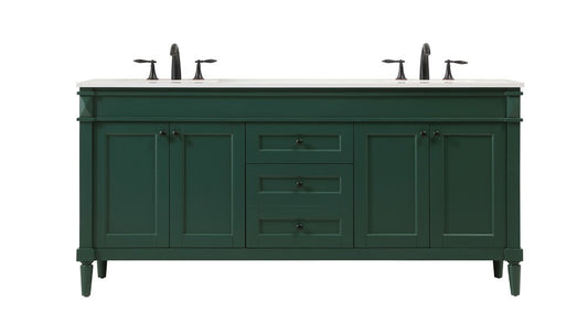 Elegant Furniture & Lighting - Bennett 72 inch double bathroom vanity in green - VF31872DGN veiw 1