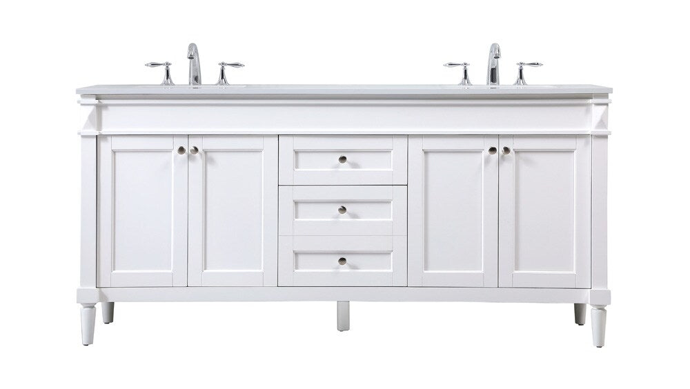 Elegant Furniture & Lighting - Bennett 72 inch double bathroom vanity in white - VF31872DWH veiw 1