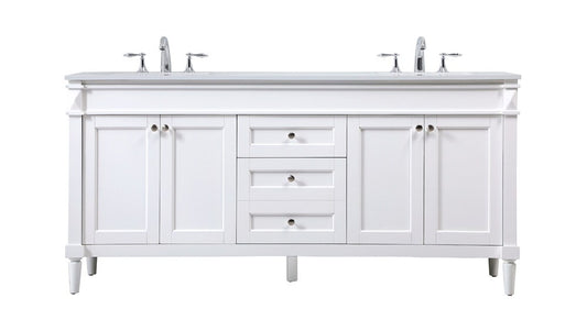Elegant Furniture & Lighting - Bennett 72 inch double bathroom vanity in white - VF31872DWH veiw 1