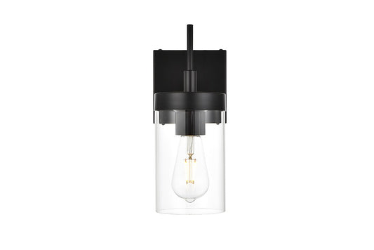 Elegant Furniture & Lighting - Benny 1 light Black and Clear Bath Sconce - LD7319W5BLK veiw 1