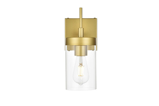 Elegant Furniture & Lighting - Benny 1 light Brass and Clear Bath Sconce - LD7319W5BRA veiw 1