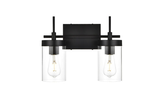 Elegant Furniture & Lighting - Benny 2 light Black and Clear Bath Sconce - LD7319W14BLK veiw 1