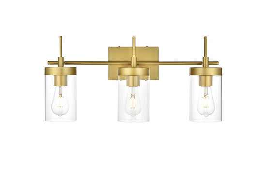 Elegant Furniture & Lighting - Benny 3 light Brass and Clear Bath Sconce - LD7319W24BRA veiw 1