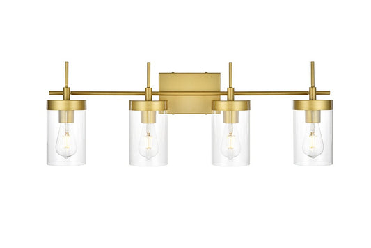 Elegant Furniture & Lighting - Benny 4 light Brass and Clear Bath Sconce - LD7319W32BRA veiw 1
