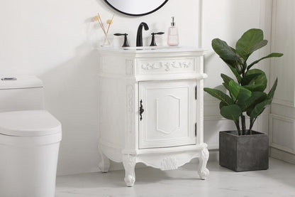 Elegant Furniture & Lighting - Berkshire 24 inch Single Bathroom vanity in antique white with ivory white engineered marble - VF-1031AW-VW veiw 3