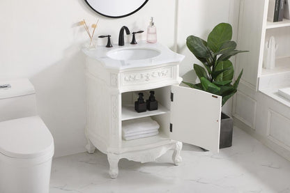 Elegant Furniture & Lighting - Berkshire 24 inch Single Bathroom vanity in antique white with ivory white engineered marble - VF-1031AW-VW veiw 4