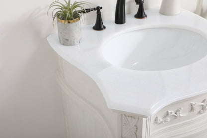 Elegant Furniture & Lighting - Berkshire 24 inch Single Bathroom vanity in antique white with ivory white engineered marble - VF-1031AW-VW veiw 6