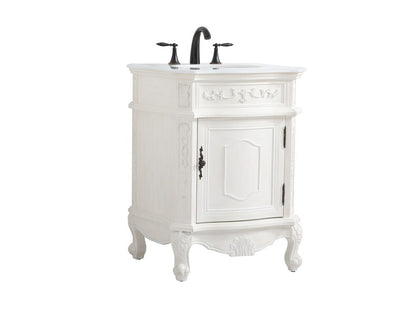 Elegant Furniture & Lighting - Berkshire 24 inch Single Bathroom vanity in antique white with ivory white engineered marble - VF-1031AW-VW veiw 8