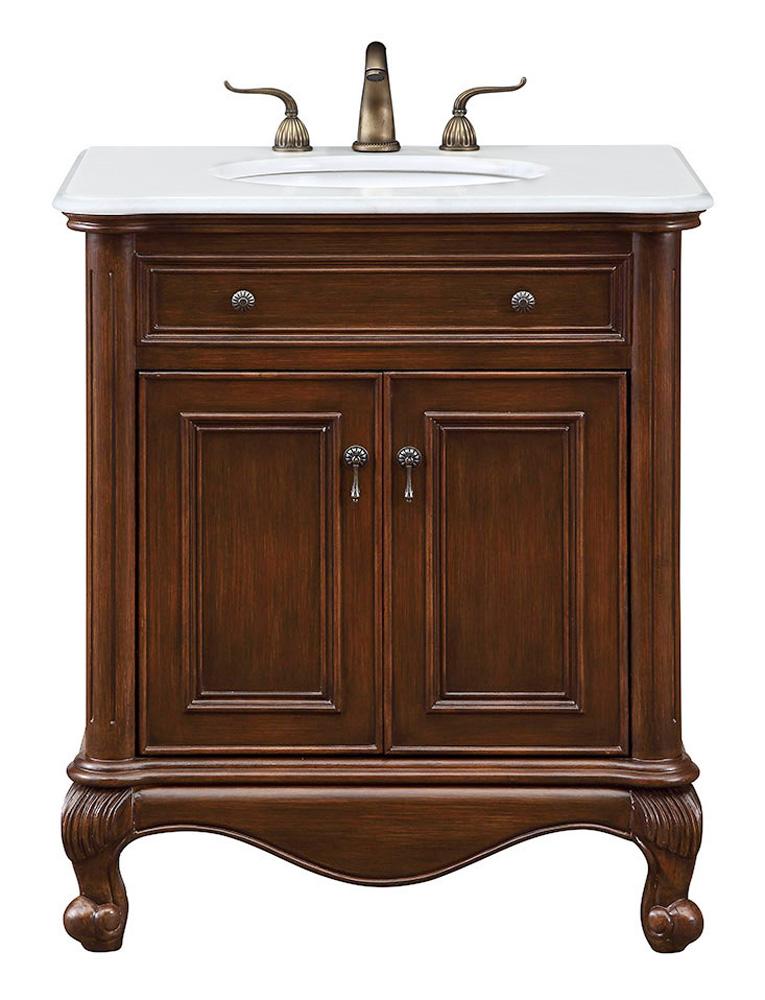 Elegant Furniture & Lighting - Berkshire 30 inch Single Bathroom vanity in Teak Color with ivory white engineered marble - VF-1032-VW veiw 1