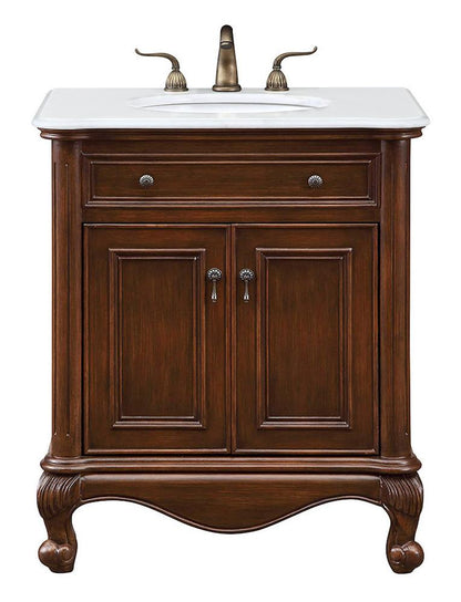 Elegant Furniture & Lighting - Berkshire 30 inch Single Bathroom vanity in Teak Color with ivory white engineered marble - VF-1032-VW veiw 1