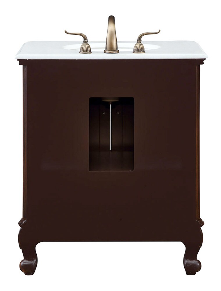 Elegant Furniture & Lighting - Berkshire 30 inch Single Bathroom vanity in Teak Color with ivory white engineered marble - VF-1032-VW veiw 8