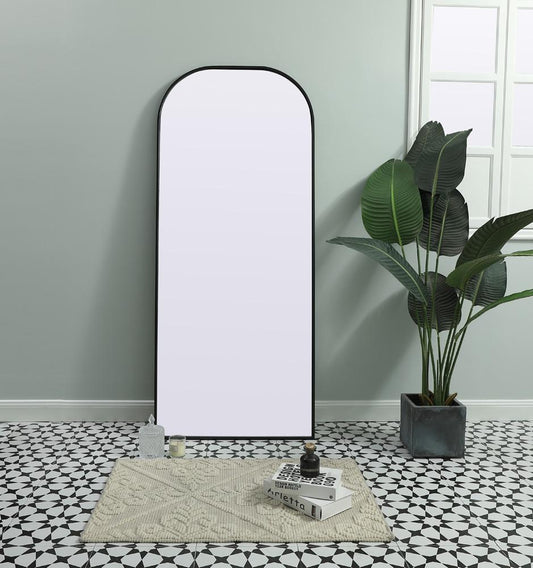 Elegant Furniture & Lighting - Blaire Metal Frame Arch Full Length Mirror 28x66 Inch in Black - MR1B2866BLK veiw 2