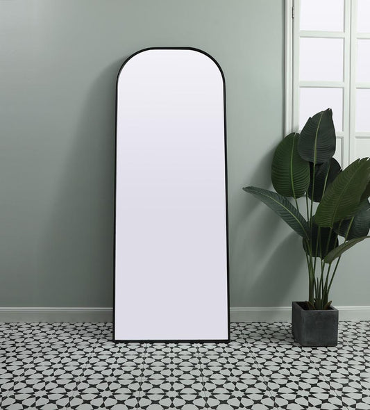 Elegant Furniture & Lighting - Blaire Metal Frame Arch Full Length Mirror 28x74 Inch in Black - MR1FL2874BLK veiw 2