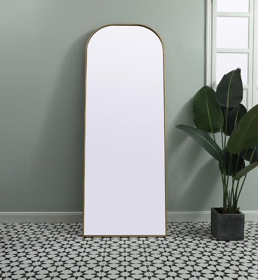 Elegant Furniture & Lighting - Blaire Metal Frame Arch Full Length Mirror 28x74 Inch in Brass - MR1FL2874BRS veiw 2