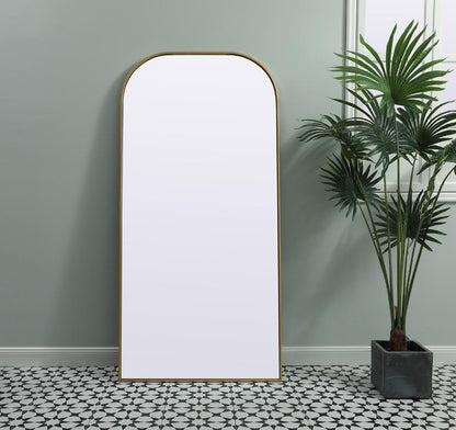 Elegant Furniture & Lighting - Blaire Metal Frame Arch Full Length Mirror 32x66 Inch in Brass - MR1B3266BRS veiw 2