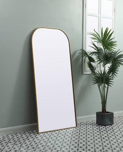 Elegant Furniture & Lighting - Blaire Metal Frame Arch Full Length Mirror 32x66 Inch in Brass - MR1B3266BRS veiw 3