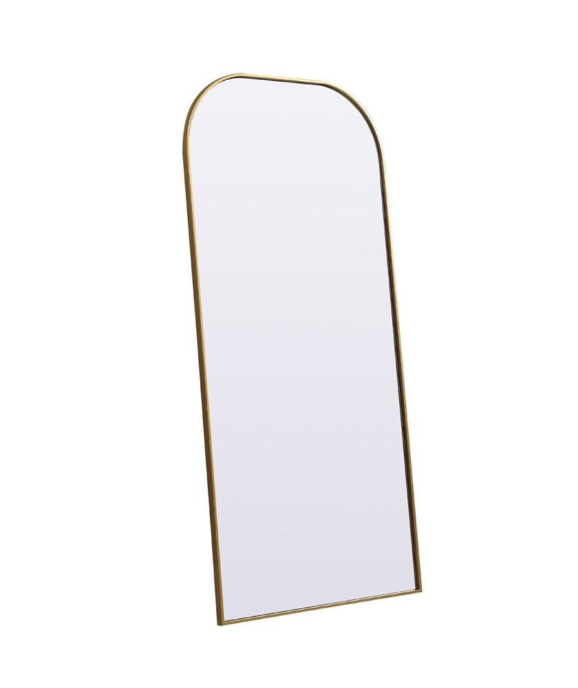 Elegant Furniture & Lighting - Blaire Metal Frame Arch Full Length Mirror 32x66 Inch in Brass - MR1B3266BRS veiw 7