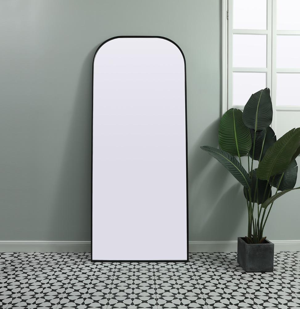 Elegant Furniture & Lighting - Blaire Metal Frame Arch Full Length Mirror 32x76 Inch in Black - MR1B3276BLK veiw 2