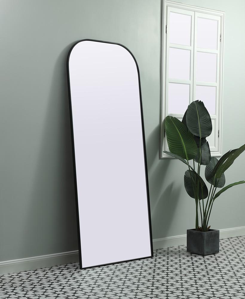 Elegant Furniture & Lighting - Blaire Metal Frame Arch Full Length Mirror 32x76 Inch in Black - MR1B3276BLK veiw 3