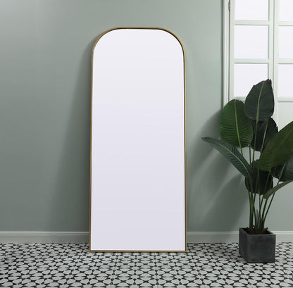 Elegant Furniture & Lighting - Blaire Metal Frame Arch Full Length Mirror 32x76 Inch in Brass - MR1B3276BRS veiw 2