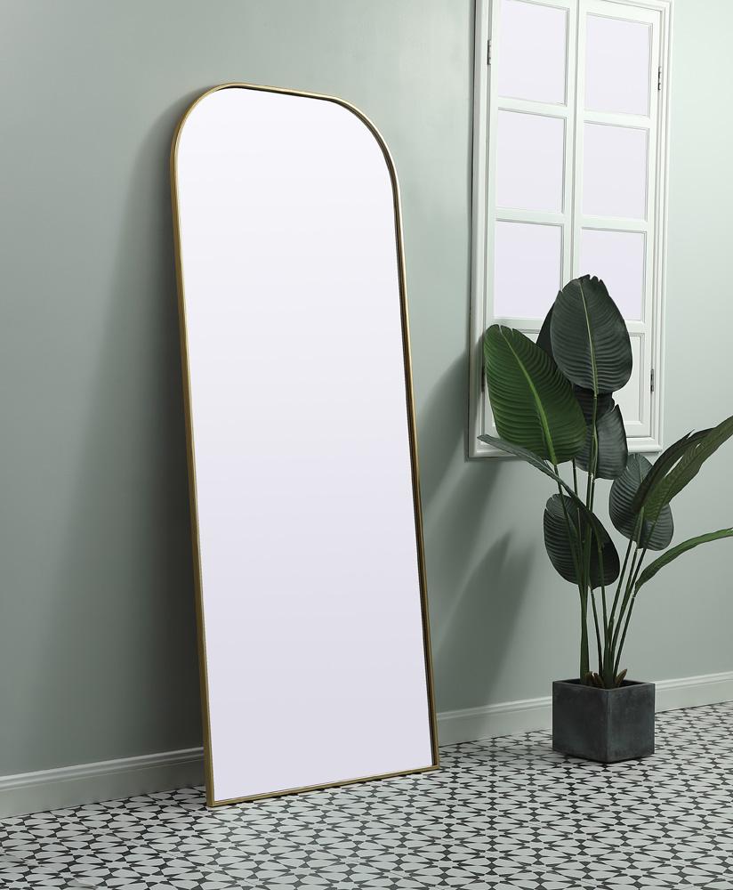 Elegant Furniture & Lighting - Blaire Metal Frame Arch Full Length Mirror 32x76 Inch in Brass - MR1B3276BRS veiw 3