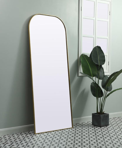 Elegant Furniture & Lighting - Blaire Metal Frame Arch Full Length Mirror 32x76 Inch in Brass - MR1B3276BRS veiw 3