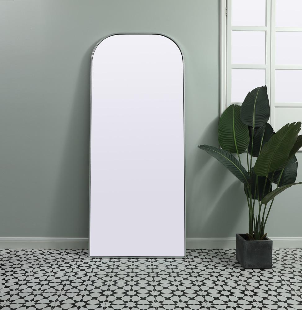 Elegant Furniture & Lighting - Blaire Metal Frame Arch Full Length Mirror 32x76 Inch in Silver - MR1B3276SIL veiw 2