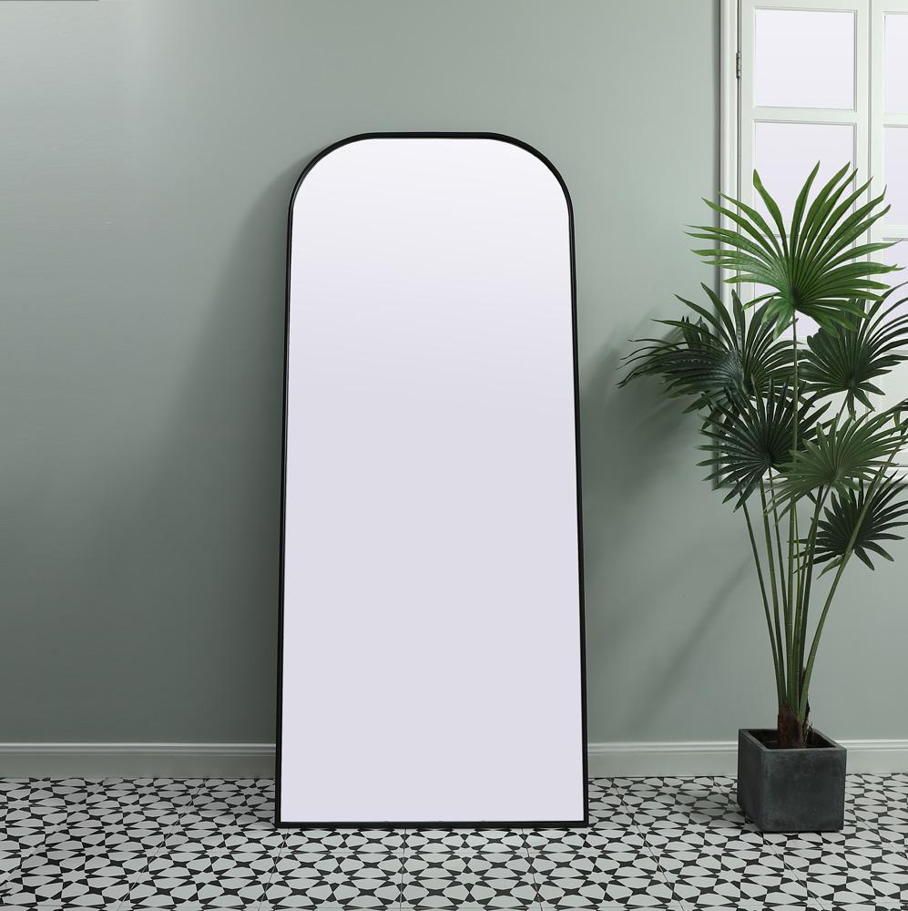 Elegant Furniture & Lighting - Blaire Metal Frame Arch Full Length Mirror 32x76 Inch in Black - MR1FL3276BLK veiw 2