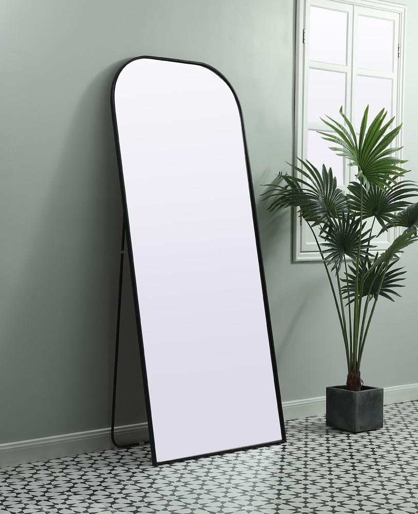 Elegant Furniture & Lighting - Blaire Metal Frame Arch Full Length Mirror 32x76 Inch in Black - MR1FL3276BLK veiw 3