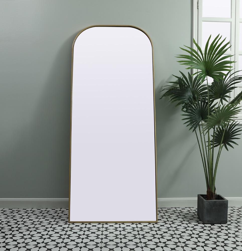 Elegant Furniture & Lighting - Blaire Metal Frame Arch Full Length Mirror 32x76 Inch in Brass - MR1FL3276BRS veiw 2