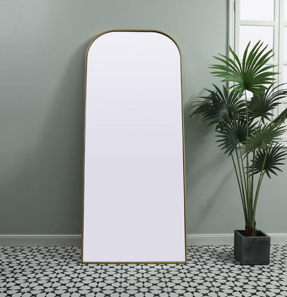 Elegant Furniture & Lighting - Blaire Metal Frame Arch Full Length Mirror 32x76 Inch in Brass - MR1FL3276BRS veiw 2