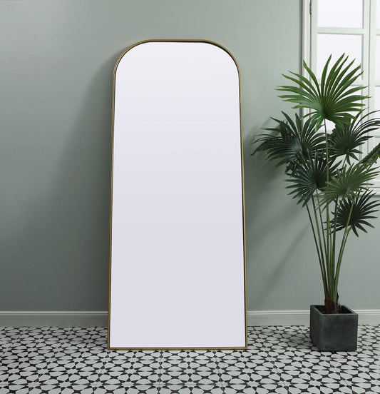 Elegant Furniture & Lighting - Blaire Metal Frame Arch Full Length Mirror 32x76 Inch in Brass - MR1FL3276BRS veiw 2