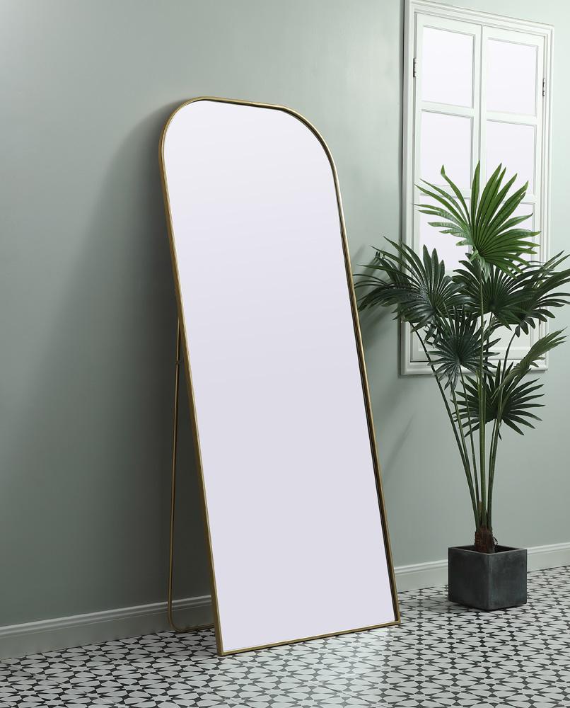 Elegant Furniture & Lighting - Blaire Metal Frame Arch Full Length Mirror 32x76 Inch in Brass - MR1FL3276BRS veiw 3