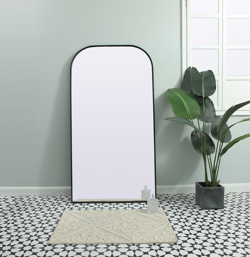 Elegant Furniture & Lighting - Blaire Metal Frame Arch Full Length Mirror 35x66 Inch in Black - MR1B3566BLK veiw 2