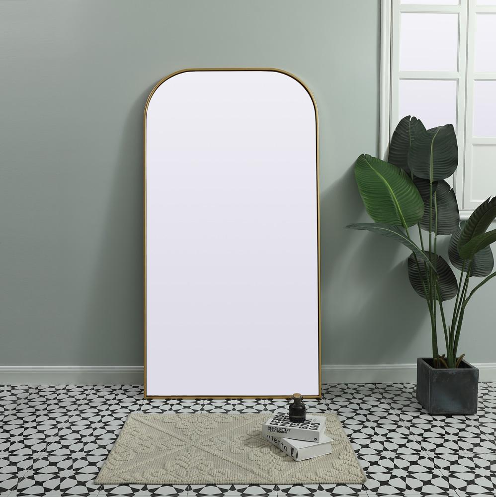 Elegant Furniture & Lighting - Blaire Metal Frame Arch Full Length Mirror 35x66 Inch in Brass - MR1B3566BRS veiw 2