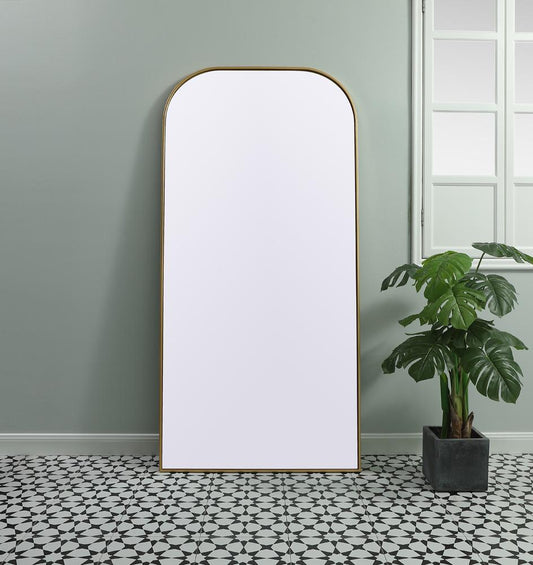 Elegant Furniture & Lighting - Blaire Metal Frame Arch Full Length Mirror 35x72 Inch in Brass - MR1B3572BRS veiw 2