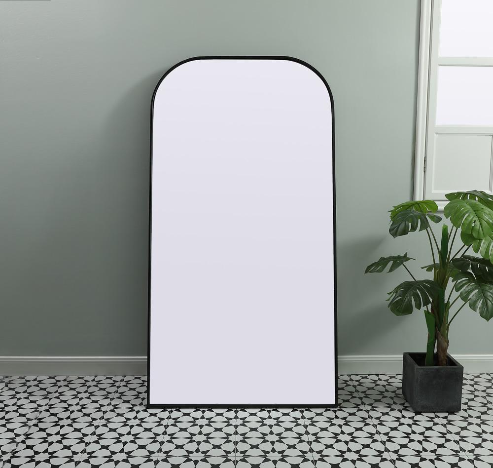 Elegant Furniture & Lighting - Blaire Metal Frame Arch Full Length Mirror 35x66 Inch in Black - MR1FL3566BLK veiw 2