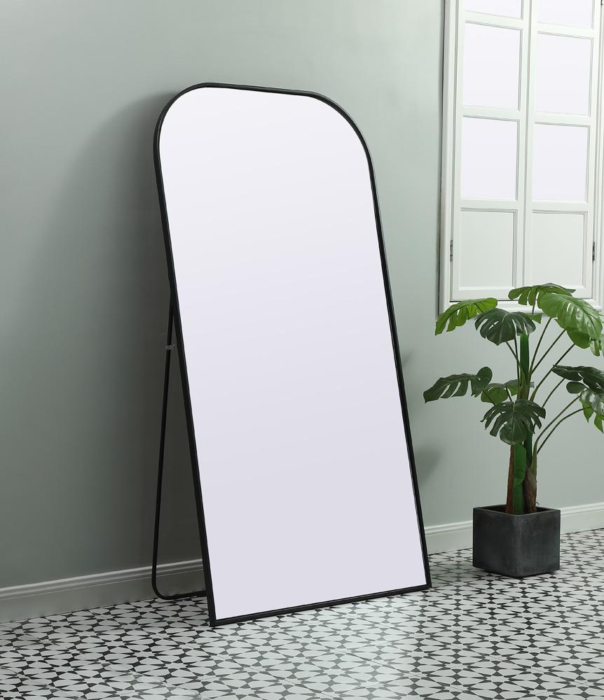 Elegant Furniture & Lighting - Blaire Metal Frame Arch Full Length Mirror 35x66 Inch in Black - MR1FL3566BLK veiw 3