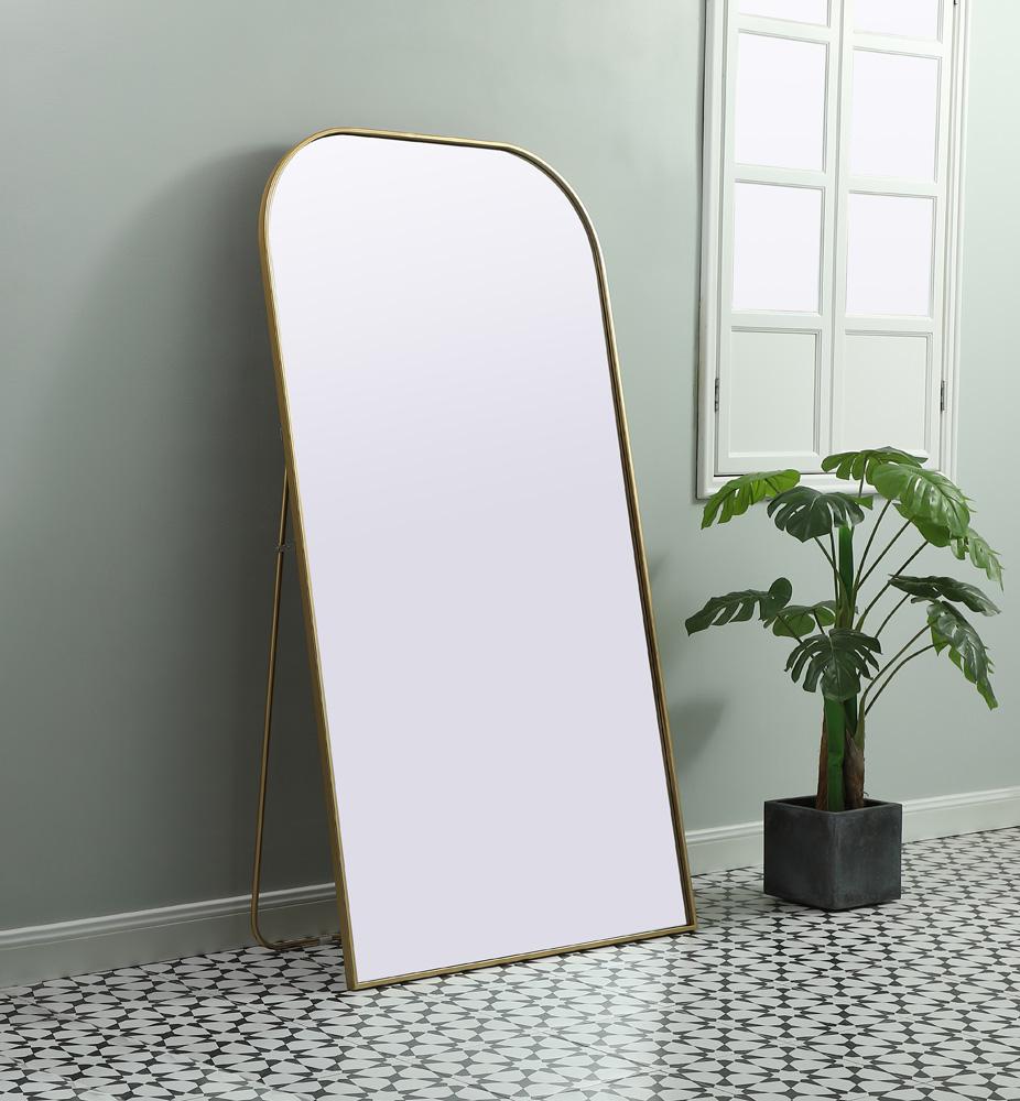 Elegant Furniture & Lighting - Blaire Metal Frame Arch Full Length Mirror 35x66 Inch in Brass - MR1FL3566BRS veiw 3