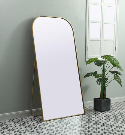 Elegant Furniture & Lighting - Blaire Metal Frame Arch Full Length Mirror 35x66 Inch in Brass - MR1FL3566BRS veiw 3