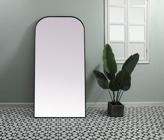 Elegant Furniture & Lighting - Blaire Metal Frame Arch Full Length Mirror 35x72 Inch in Black - MR1FL3572BLK veiw 2