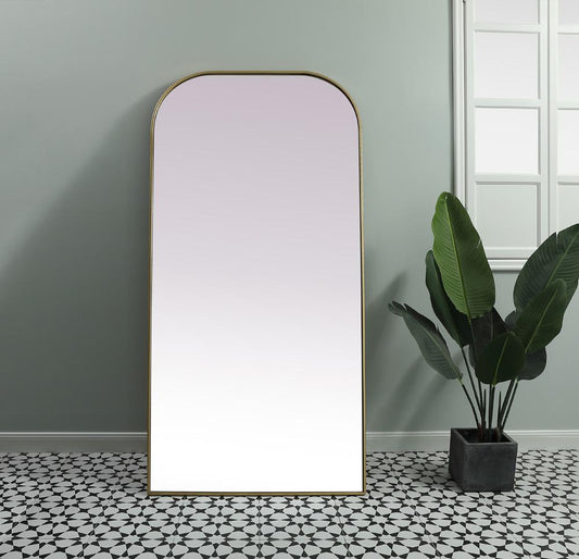 Elegant Furniture & Lighting - Blaire Metal Frame Arch Full Length Mirror 35x72 Inch in Brass - MR1FL3572BRS veiw 2