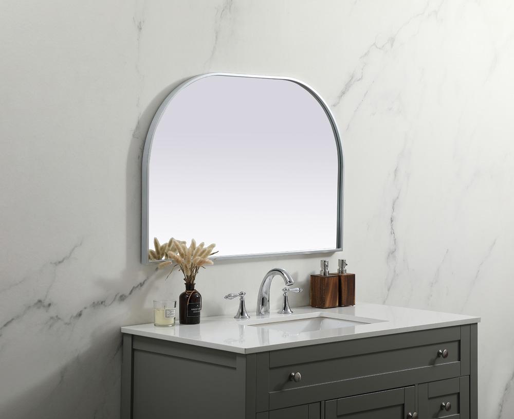 Elegant Furniture & Lighting - Blaire Metal Frame Arch Mirror 36x24 Inch in Silver - MR1B3624SIL veiw 3