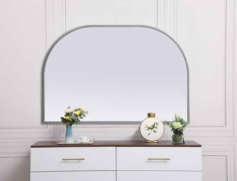 Elegant Furniture & Lighting - Blaire Metal Frame Arch Mirror 36x24 Inch in Silver - MR1B3624SIL veiw 4