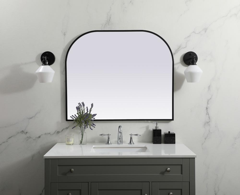 Elegant Furniture & Lighting - Blaire Metal Frame Arch Mirror 36x30 Inch in Black - MR1B3630BLK veiw 2