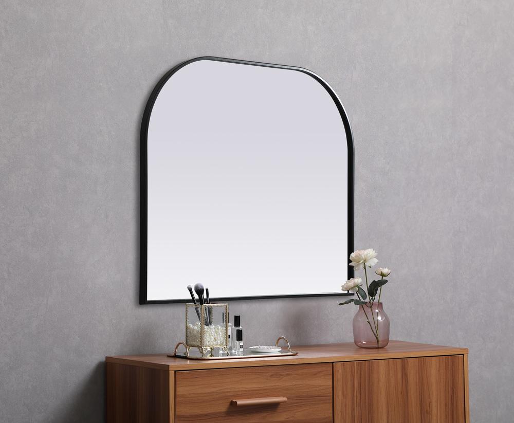 Elegant Furniture & Lighting - Blaire Metal Frame Arch Mirror 36x30 Inch in Black - MR1B3630BLK veiw 5