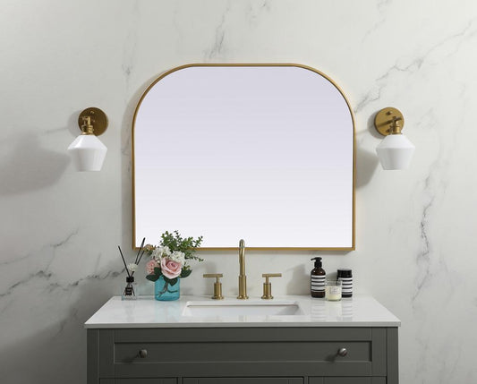 Elegant Furniture & Lighting - Blaire Metal Frame Arch Mirror 36x30 Inch in Brass - MR1B3630BRS veiw 2