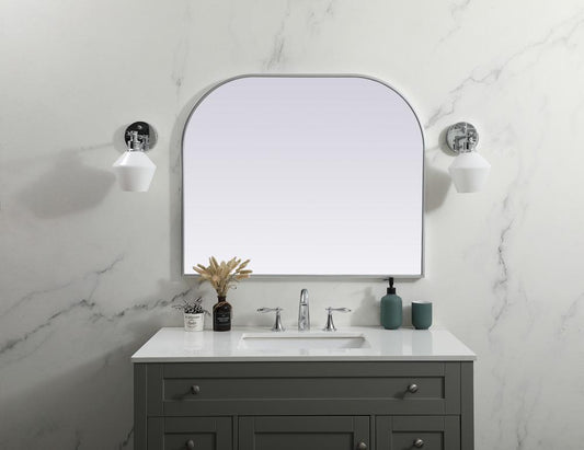 Elegant Furniture & Lighting - Blaire Metal Frame Arch Mirror 36x30 Inch in Silver - MR1B3630SIL veiw 2