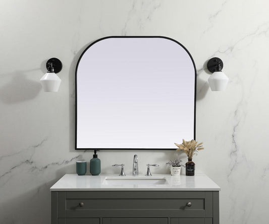 Elegant Furniture & Lighting - Blaire Metal Frame Arch Mirror 36x34 Inch in Black - MR1B3634BLK veiw 2